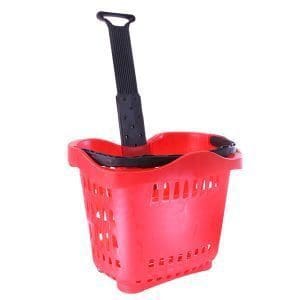 Rolling Plastic Basket 43 Litres Red