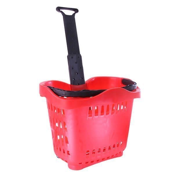 Rolling Plastic Basket 43 Litres Red