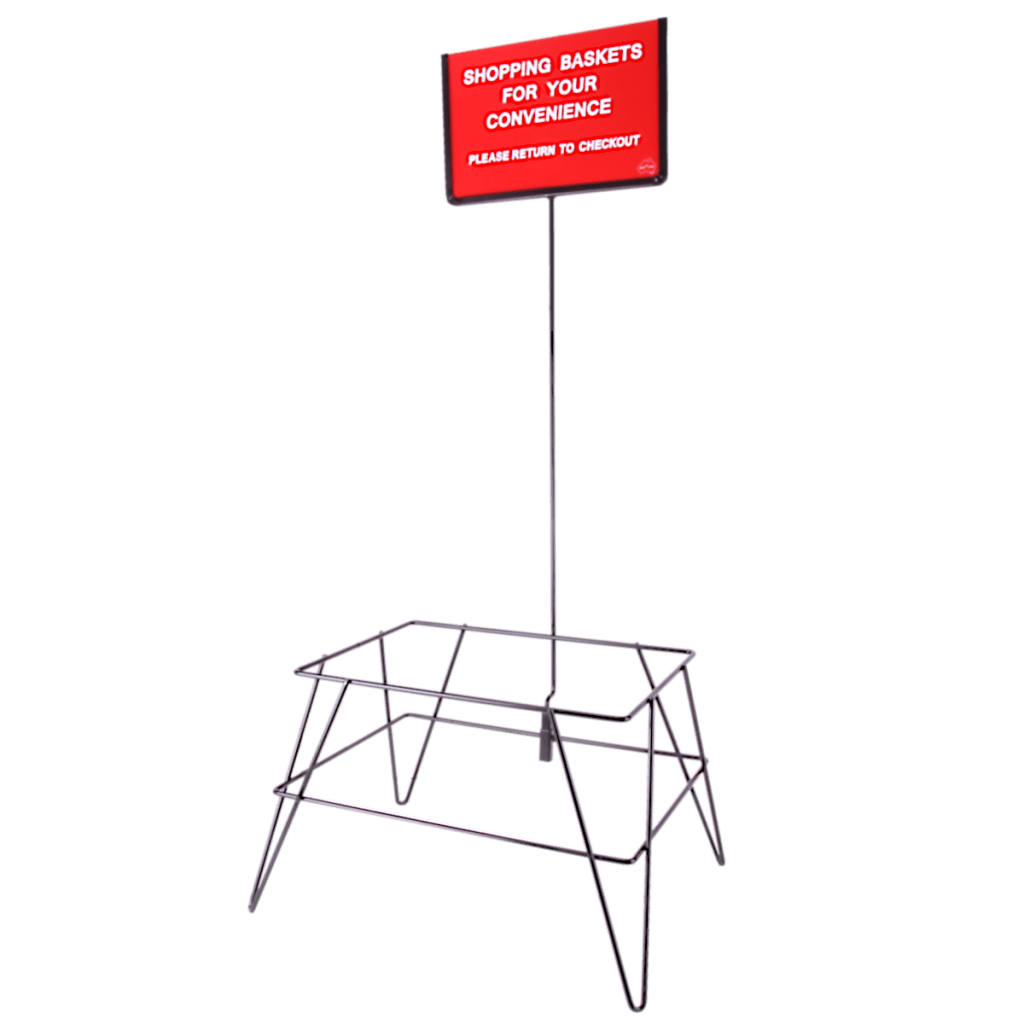 Shopping Basket Stand w/ Courtesy Sign 26L 1 MBSL 2
