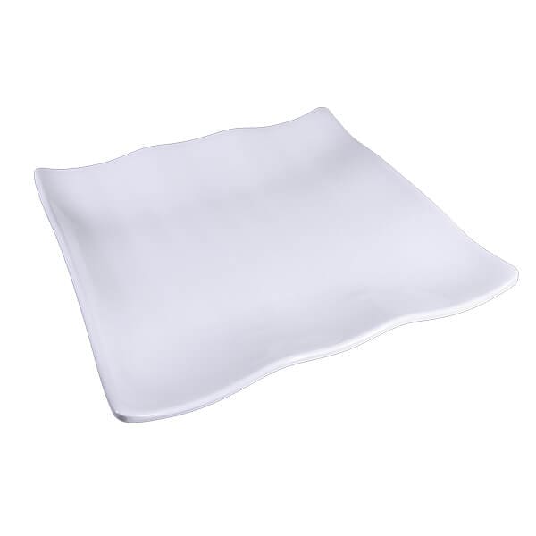 Melamine Wavy Platter White - 250x250x30mm