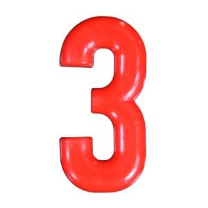 Push-in Numbers Red NO-3 Pack 20