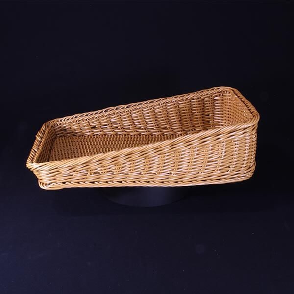 Poly Wicker Basket Portrait Slanted (Natural) Mills Display Retail